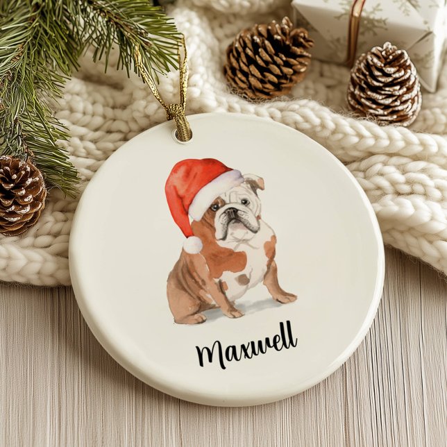 English Bulldog Dog Christmas Ceramic Tree Decoration (Creator Uploaded)