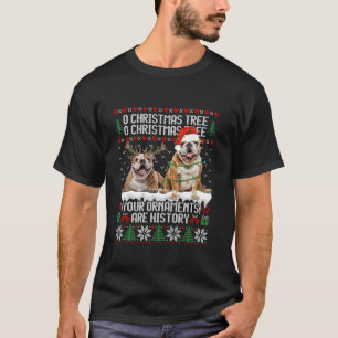 English Bulldog Dog Christmas Tree Lights Puppy Do T-Shirt