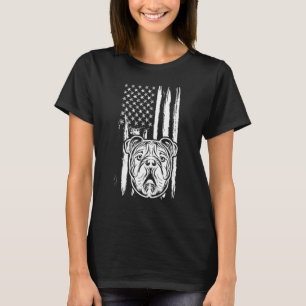English Bulldog Dog Cute American Flag USA Puppy T-Shirt