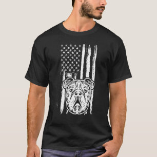 English Bulldog Dog Cute American Flag USA Puppy T-Shirt