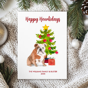 English Bulldog Dog Family Christmas  Holiday Card