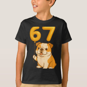 English Bulldog Dog Funny 67 Meme Six Seven Balloo T-Shirt
