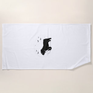 English Bulldog Dog � Halloween Moon Silhouette Ov Beach Towel