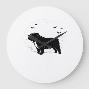 English Bulldog Dog � Halloween Moon Silhouette Ov Large Clock