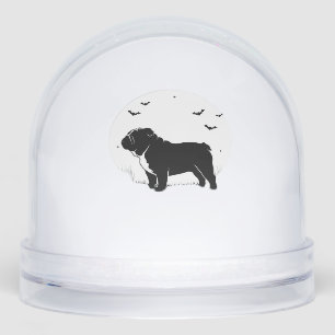 English Bulldog Dog � Halloween Moon Silhouette Ov Snowglobe