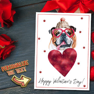 English Bulldog Dog Lover Valentine Gift Holiday Card