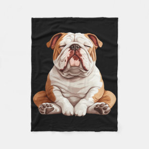 English Bulldog Dog Meditation Yoga  Fleece Blanket