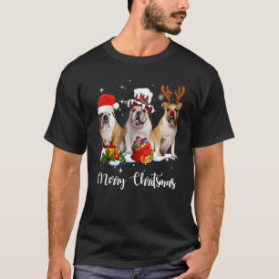 English Bulldog Dog Merry Christmas Party Family T-Shirt