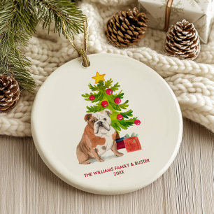 English Bulldog Dog Personalised Christmas Ceramic Tree Decoration