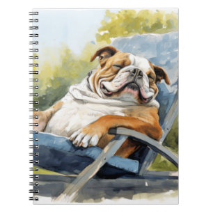English Bulldog Dog Relaxing In Garden Animal Fun  Notebook