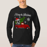 English Bulldog Dog Riding Red Truck Christmas Dec