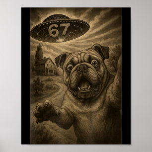 English Bulldog Dog Selfie 67 Meme Six Seven Funny Poster