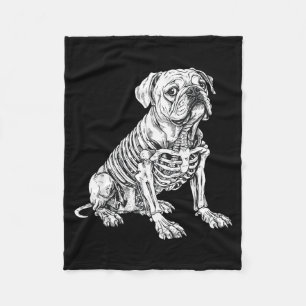 English Bulldog Dog Skeleton Halloween T-Shirt1 Fleece Blanket