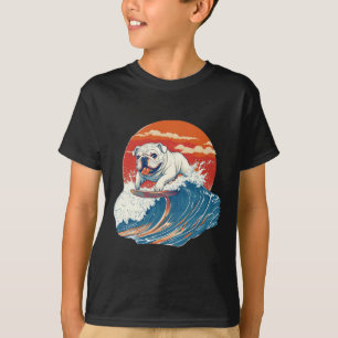 English Bulldog Dog Surfing Surfer T-Shirt