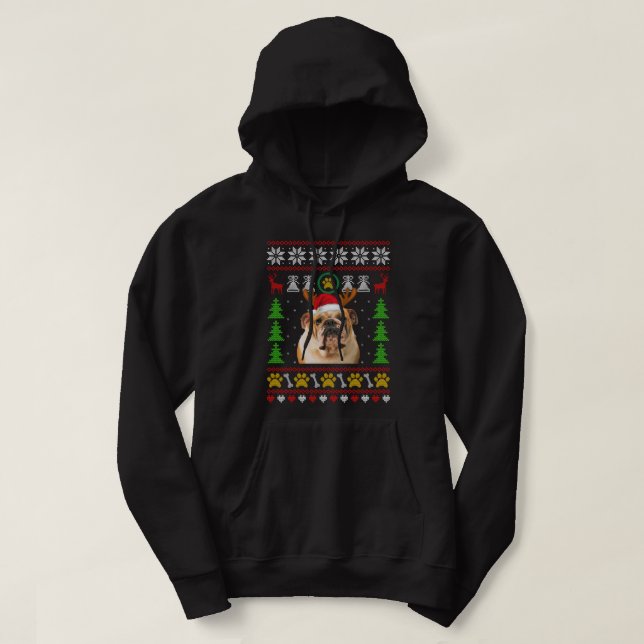 English Bulldog Dog Ugly Sweater Christmas Puppy D (Design Front)