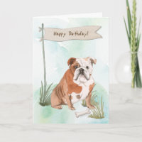 English Bulldog Dog Under Birthday Sign