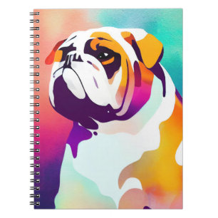 English Bulldog Dog Wild Nature Animal Painting Notebook