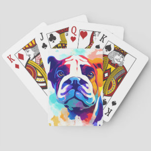English Bulldog Dog Wild Nature Animal Painting Playing Cards