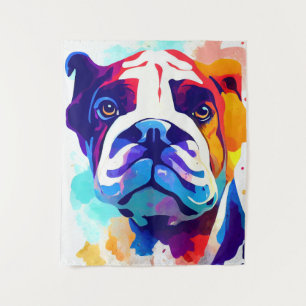 English Bulldog Dog Wild Nature Animal Painting Tapestry