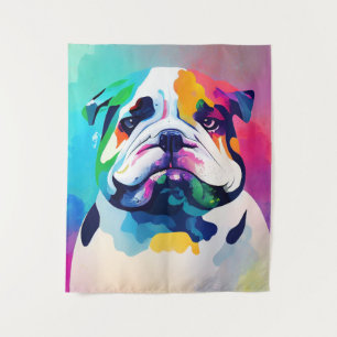 English Bulldog Dog Wild Nature Animal Painting Tapestry