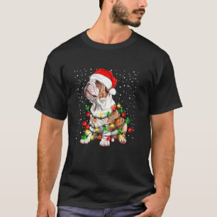 English Bulldog dog with string lights for Christm T-Shirt