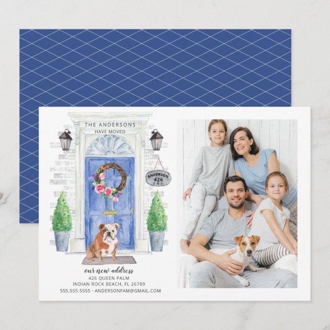 English Bulldog Door Photo Moving Announcement (Front/Back)