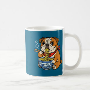 English Bulldog Eating Ramen Japanese Graphic Art Coffee Mug