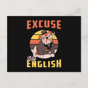 English Bulldog Excuse My English Vintage Funny Postcard