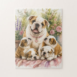 ENGLISH BULLDOG FAMILY  JIGSAW PUZZLE