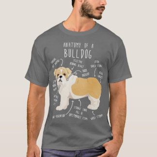 English Bulldog Fawn and White Dog Anatomy T-Shirt