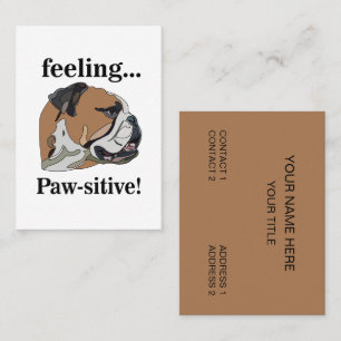 English Bulldog Feeling Pawsitive Dog Groomer Business Card