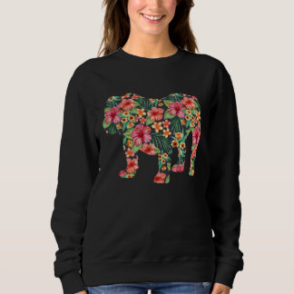 English Bulldog Flower Dog Silhouette Floral Sweatshirt