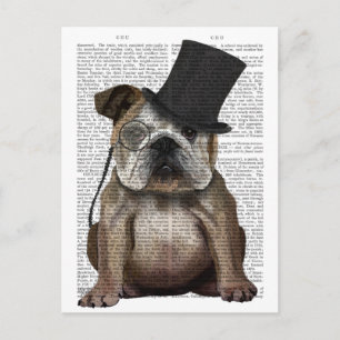 English Bulldog, Formal Hound and Hat Postcard