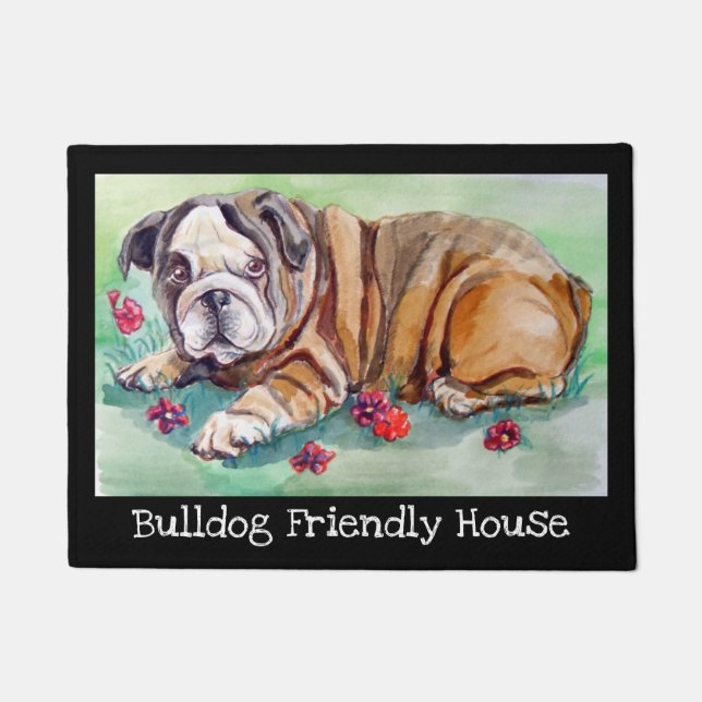 English Bulldog Friendly House Doormat (Front)