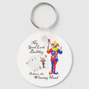 English Bulldog Good Luck Poker Fun Key Ring