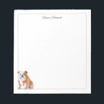 English Bulldog Gray Border Notepad<br><div class="desc">A personalized watercolor English Bulldog notepad with tear off pages. This unique design makes a wonderful gift. Easily change the font style and color using the online template tools.</div>