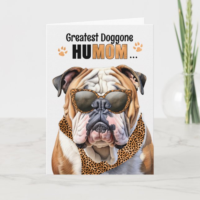 English Bulldog Greatest HuMOM Mother's Day Holiday Card (Front)