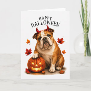 English Bulldog Halloween Devil Dog Card