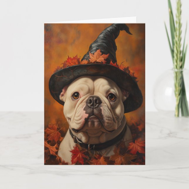 English Bulldog Halloween Holiday Card (Front)
