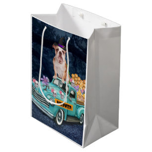 English Bulldog Halloween Truck Scary Night Medium Gift Bag