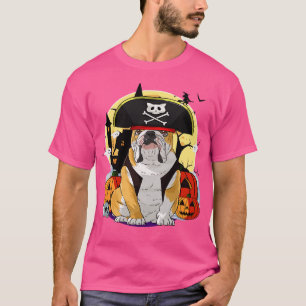 English Bulldog Happy Halloween Pirate Costume T-Shirt