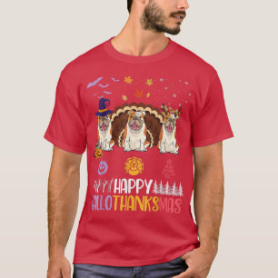 English Bulldog Happy Halloween Thanksgiving Merry T-Shirt