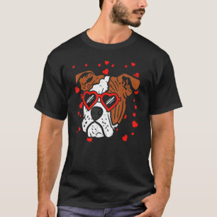 English Bulldog Heart Glasses Valentines Day Dog T-Shirt