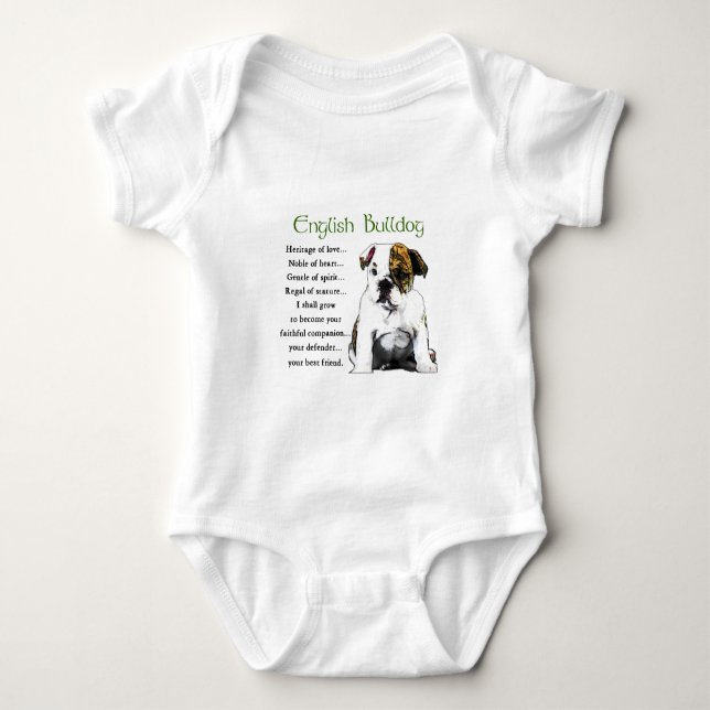 English Bulldog Heritage of Love Baby Bodysuit (Front)