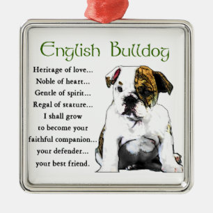 English Bulldog Heritage of Love Metal Tree Decoration