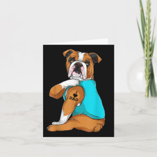 English Bulldog I Love Dad Tattoo Apparel, Dog Dad Card