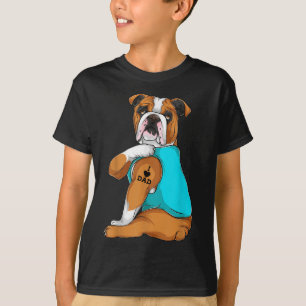 English Bulldog I Love Dad Tattoo Apparel, Dog Dad T-Shirt