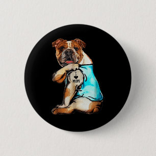 English Bulldog - I Love Mum Tattoo Mothers Day Gi 6 Cm Round Badge