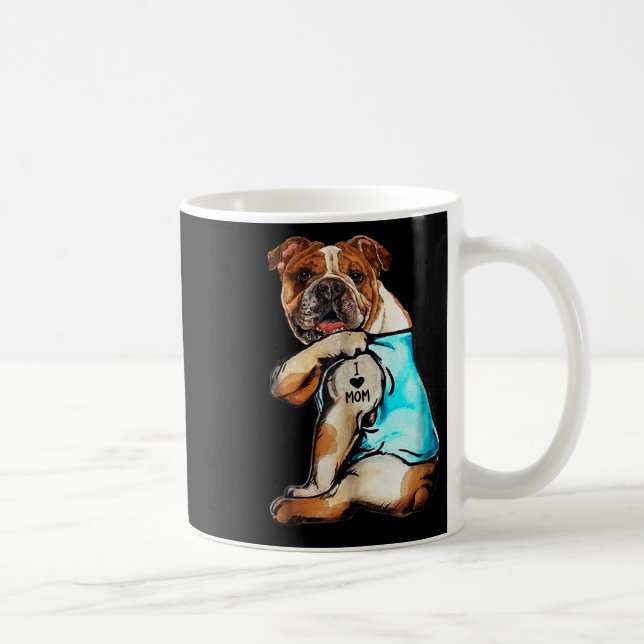 English Bulldog - I Love Mum Tattoo Mothers Day Gi Coffee Mug (Right)