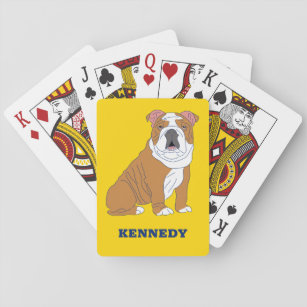 English Bulldog Illustration Personalised Playing Cards